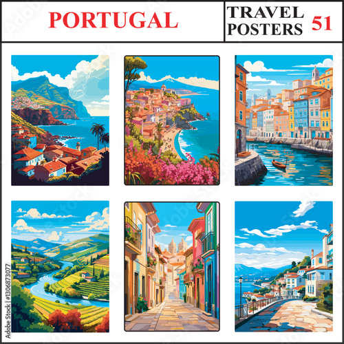 Portugal Madeira Madeira Porto Travel Poster Wall Art Print Collection Set Part 51