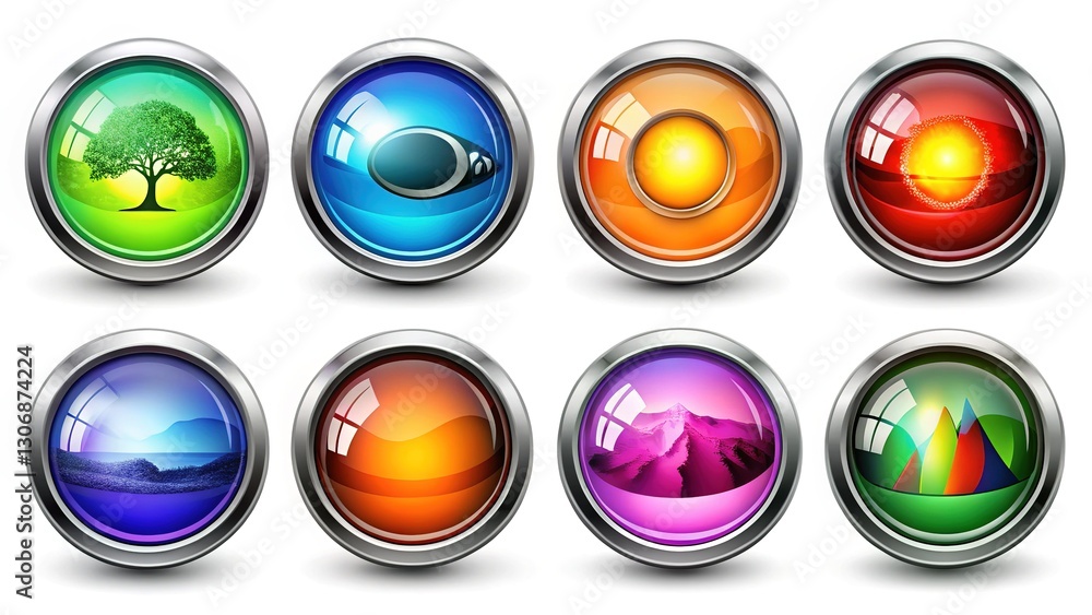 Glossy Ellipse Buttons - Abstract Geometric Shapes Glossy Ellipse Buttons - Abstract Geometric Shapes