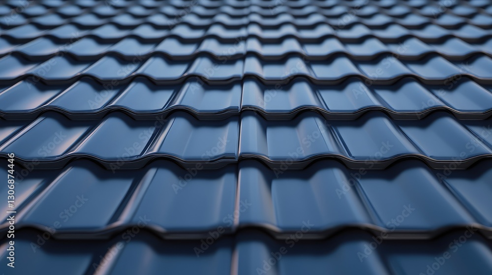 Fototapeta premium A smooth, newly installed roof with rows of shingles and an empty area for text or promotional copy.