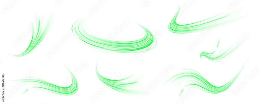 Abstract futuristic neon light trails. Green glowing speed lines on a dark background. Digital technology motion effect. High-speed energy flow. Cyber-inspired design. Vector illustration. PNG. Abstract futuristic neon light trails. Green glowing speed lines on a dark background. Digital technology motion effect. High-speed energy flow. Cyber-inspired design. Vector illustration. PNG.