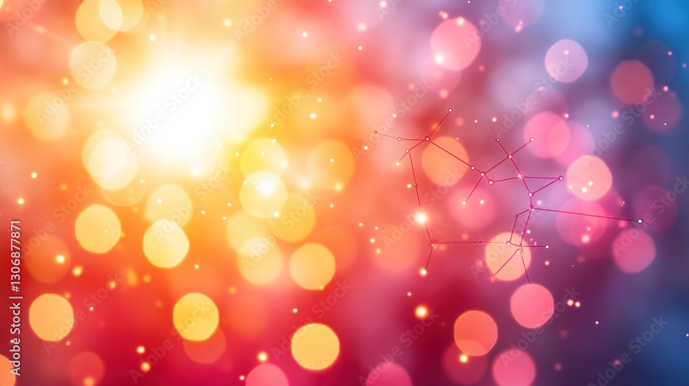 Abstract colorful bokeh background with glowing lights and network connections. Abstract colorful bokeh background with glowing lights and network connections.