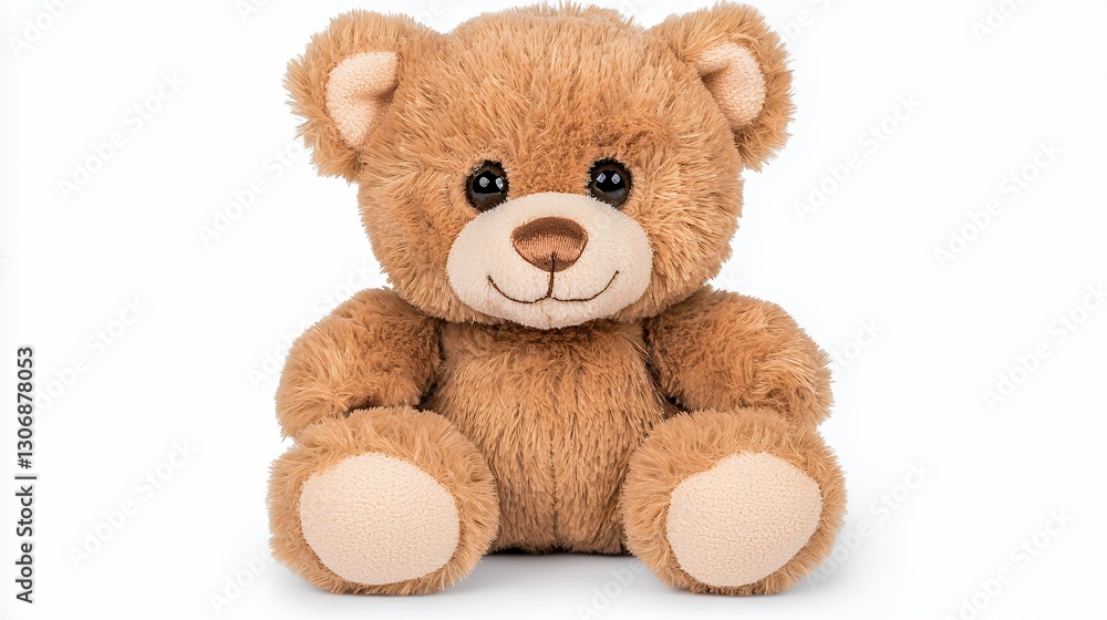 Obraz premium Adorable Brown Plush Teddy Bear on White Background