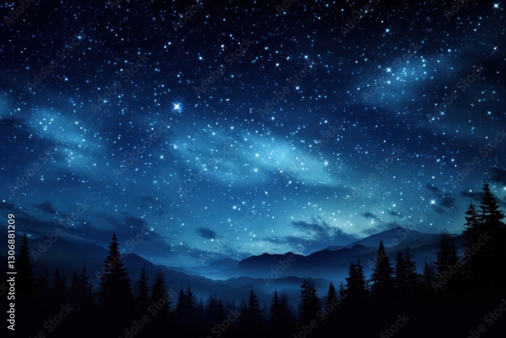 Fototapeta premium Photo of starry night sky landscape astronomy.