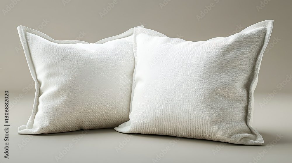 two white square pillows isolated,cartoon illustration style two white square pillows isolated,cartoon illustration style