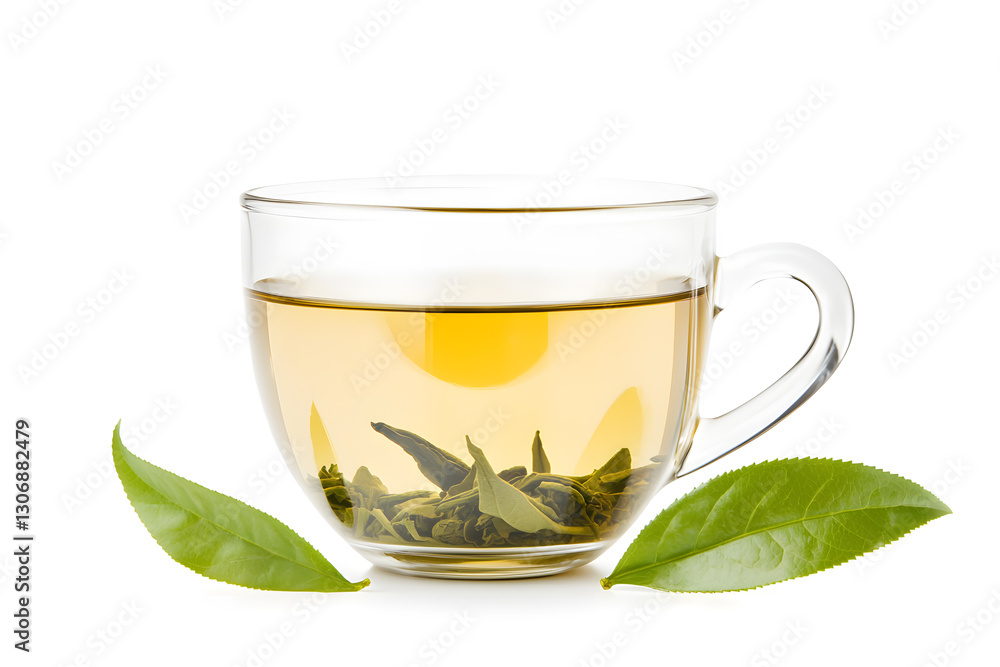 Glass cup of Green tea isolated on white background Glass cup of Green tea isolated on white background
