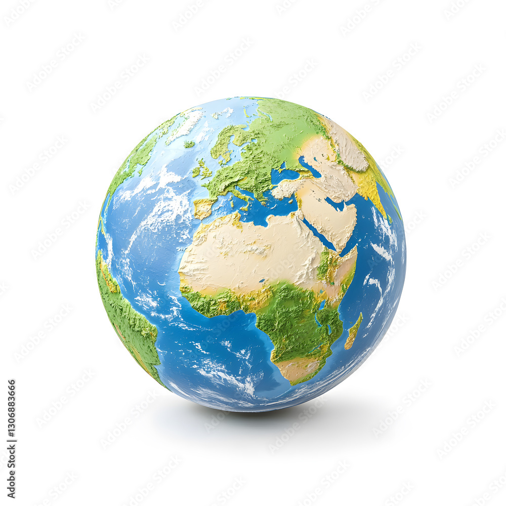 Fototapeta premium 3d Blue planet earth isolated on white background