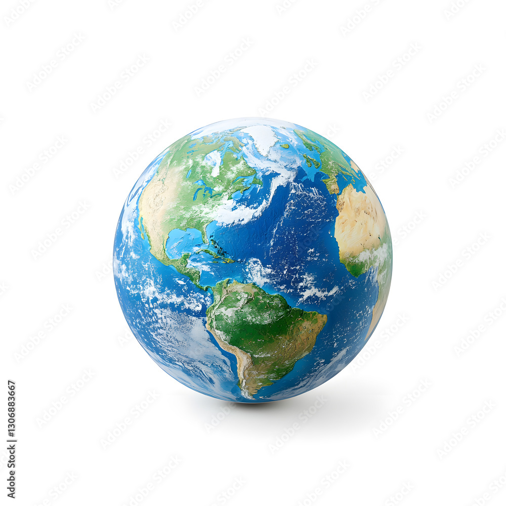 Fototapeta premium 3d Blue planet earth isolated on white background
