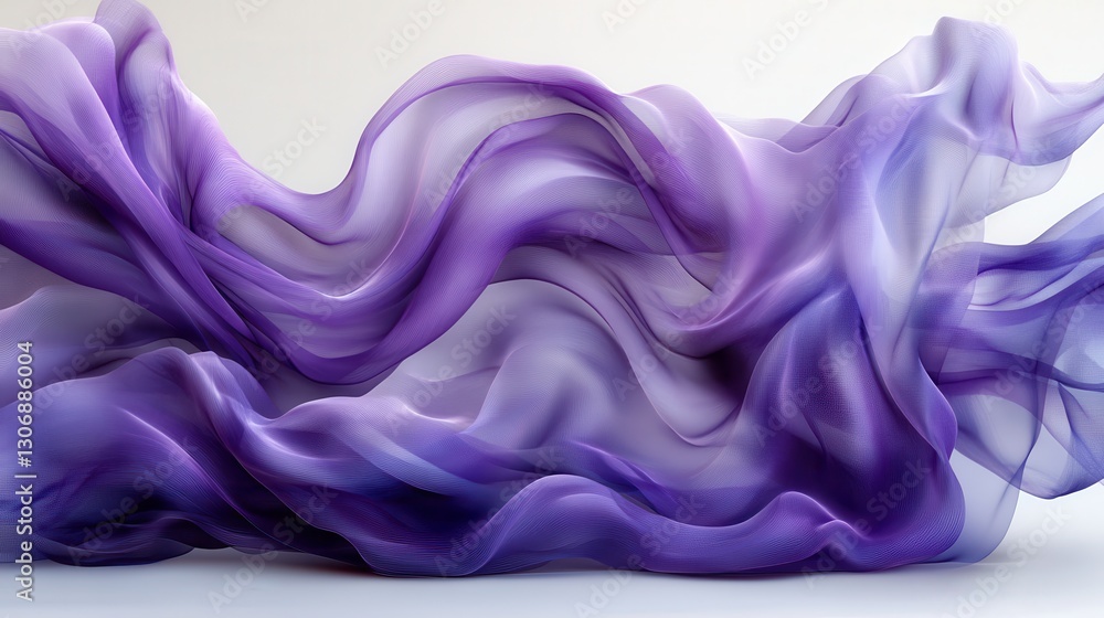 Obraz premium vibrant purple silk fabric flowing gracefully on transparent background