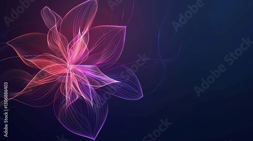 An abstract neon flower with pink and purple petals.