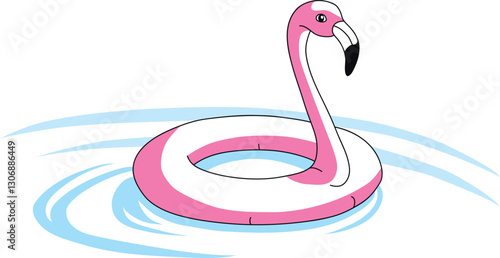 pink flamingo rubber swimming ring vector illustration