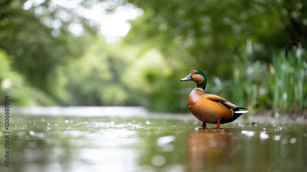 Obraz premium Colorful duck in a park