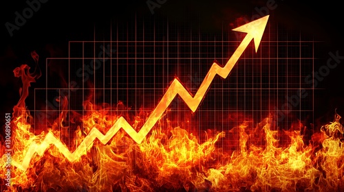 Stock Market Crash with Fiery Red Flames and Downward Arrow