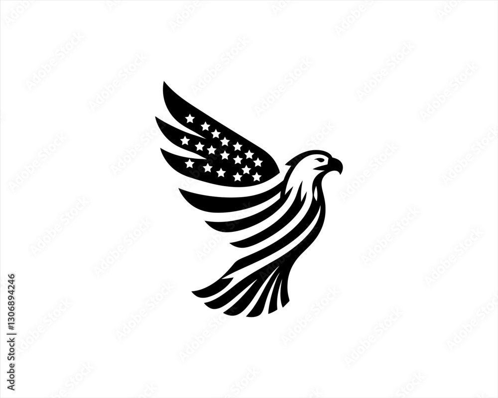 Fototapeta premium American Eagle logo design icon symbol vector illustration. Silhouette eagle bird icon vector template 