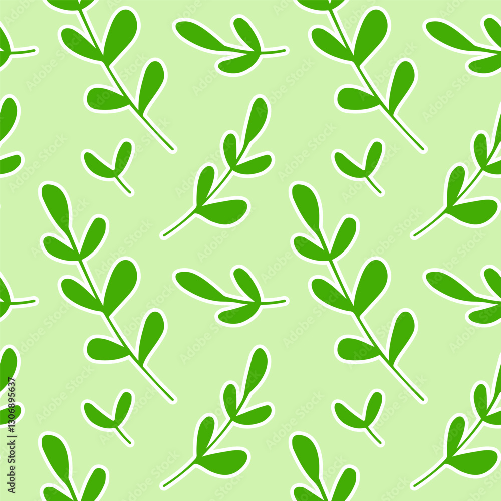 Obraz premium Cute seamless pattern with green leaves.