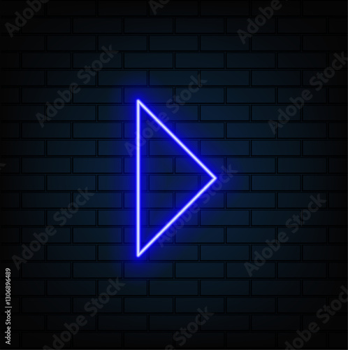 Neon glowing arrow pointer abstract blue and pink background 3d rendering