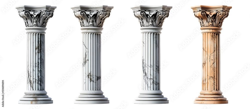Antique Column set on white background. Antique Column set on white background.