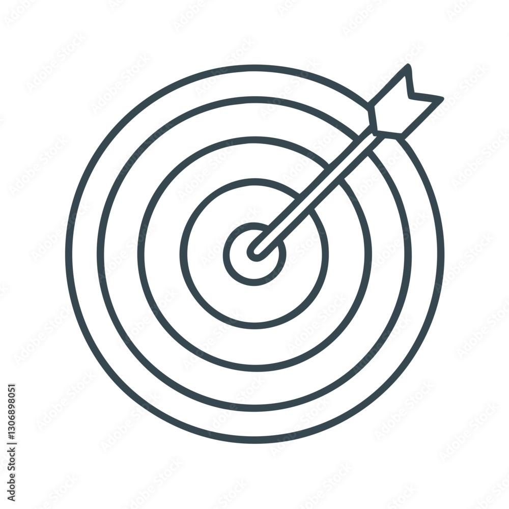 A target icon with an arrow hitting the center, symbolizing accuracy, goal achievement, and strategic planning in business and marketing. Ideal for success-driven concepts and financial growth strateg A target icon with an arrow hitting the center, symbolizing accuracy, goal achievement, and strategic planning in business and marketing. Ideal for success-driven concepts and financial growth strateg