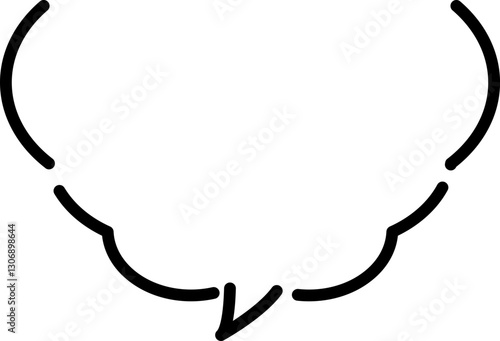 吹き出し　もこもこ　上が切れている　破線　黒線　単体