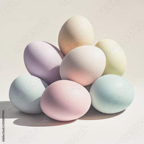 Easter eggs, pastel style, hyperrealism, super details, white background 
