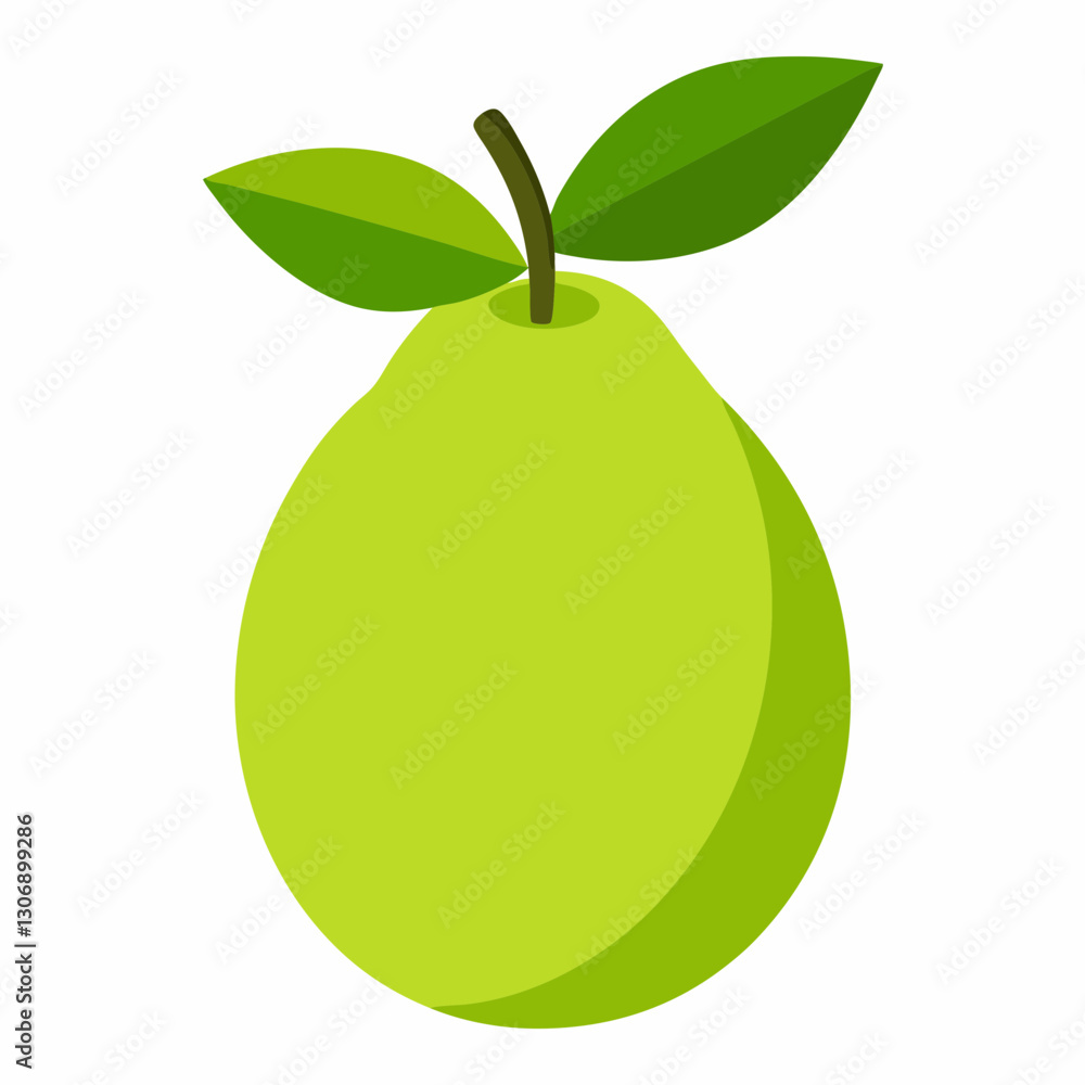 A detailed vector illustration of a full-body guava with a leaf, perfect for food-related designs, packaging, and digital art projects. A detailed vector illustration of a full-body guava with a leaf, perfect for food-related designs, packaging, and digital art projects.
