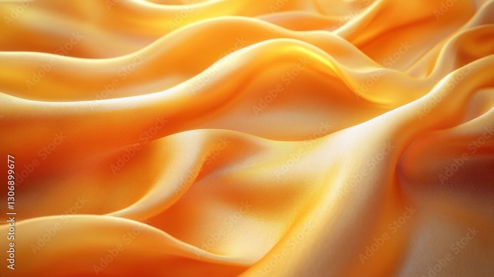 Obraz premium yellow satin fabric in soft waves background,cartoon illustration style