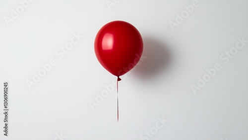 Single Red Balloon Against White Background (2)