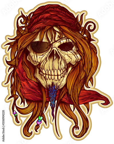 Pirate Skull with Eye Patch and Headband
