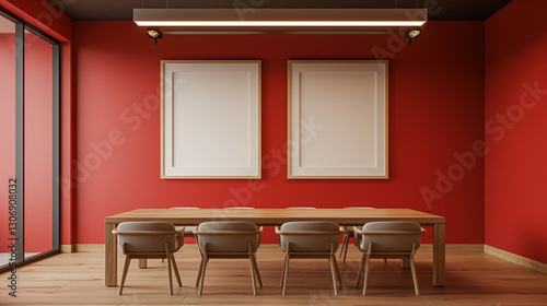 Wallpaper Mural Mockup of two empty frames, modern design, mockup for advertising paintings, office, modern interior of office meeting room Torontodigital.ca