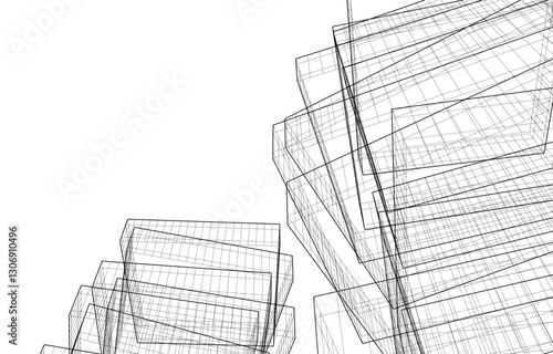 Urban Wireframe – Modern Architectural Perspective