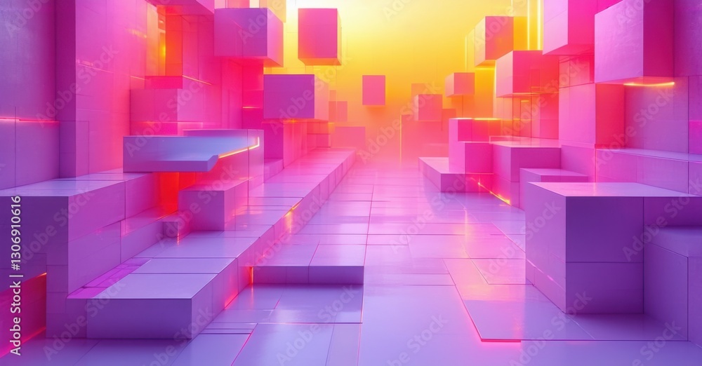 Neon inspired abstract cube gradient electric pink muted lavender vibrant sunset orange forming soft geometric futuristic depth Neon inspired abstract cube gradient electric pink muted lavender vibrant sunset orange forming soft geometric futuristic depth