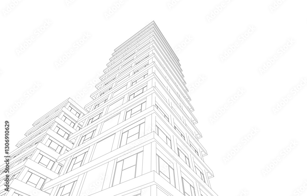 Urban Wireframe – Modern Architectural Perspective Urban Wireframe – Modern Architectural Perspective