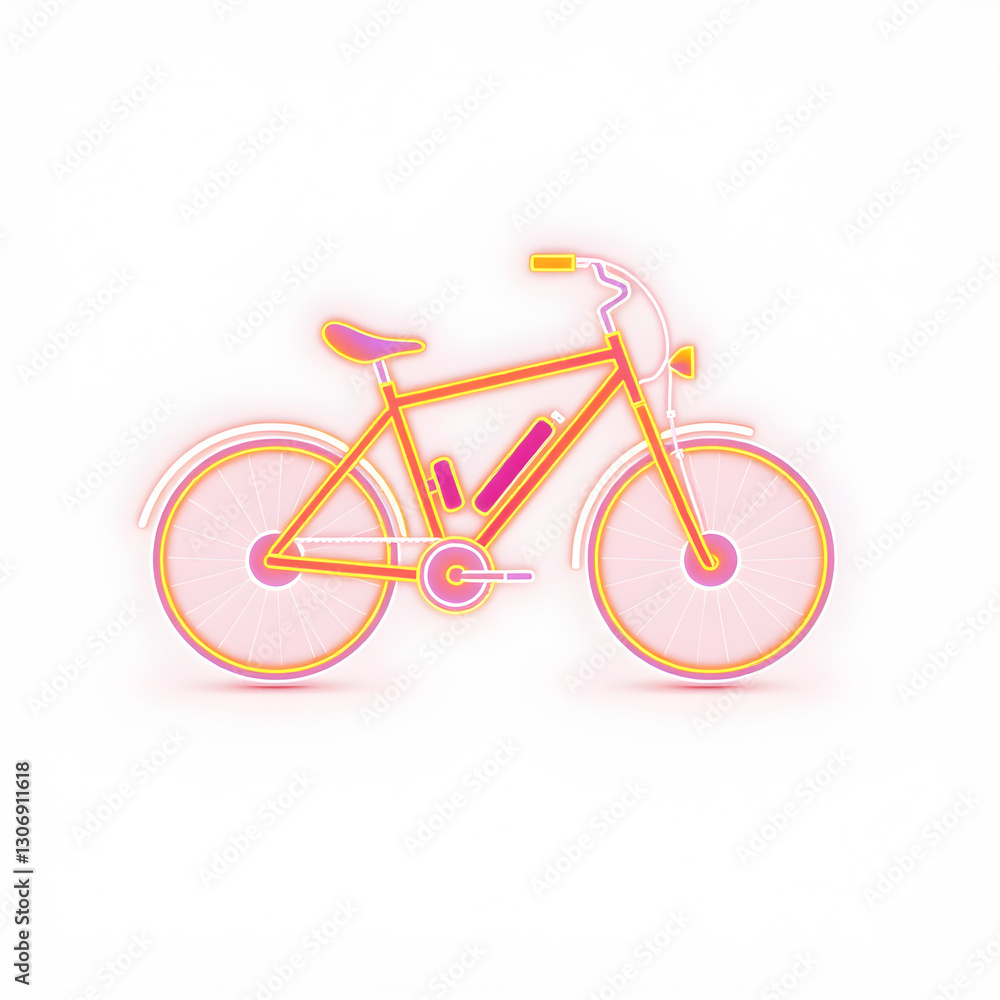 Obraz premium Bicycle holographic 3D icon. neon symbol vector illustration isolated on white background. Generative AI