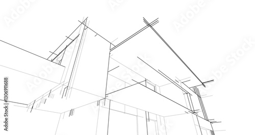 Modern Architectural Sketch – Abstract Residential Design