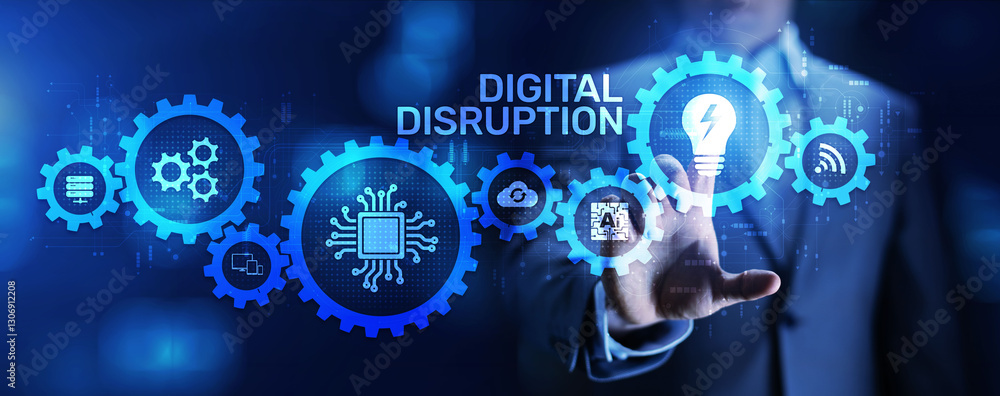 Fototapeta premium Digital disruption transformation digitalization innovation technology business concept.