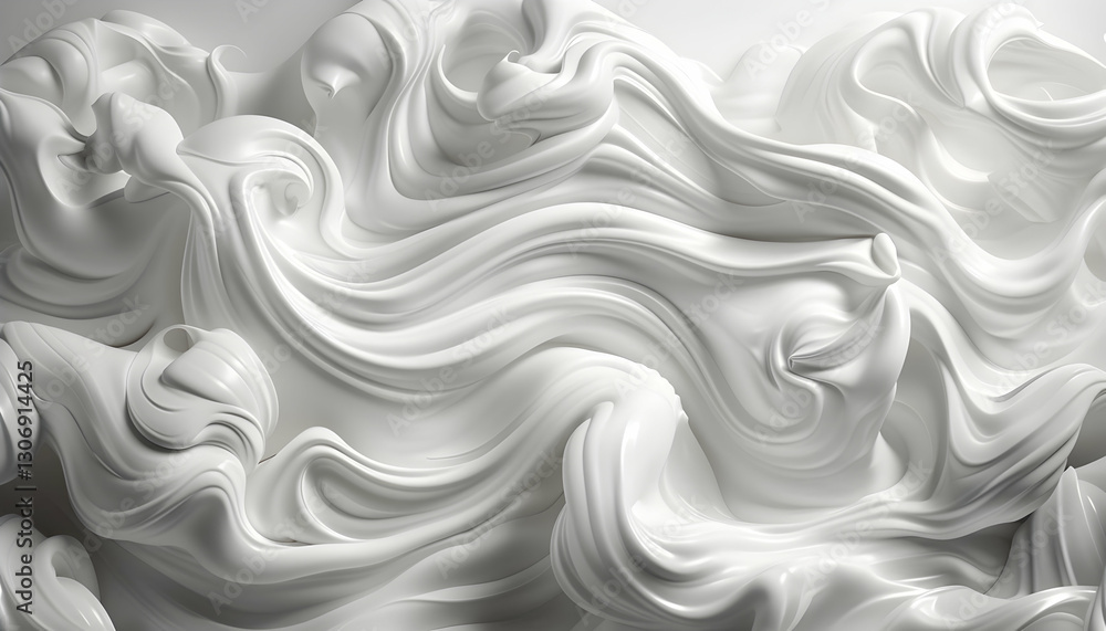 Obraz premium Abstract Swirling White Cream Texture Background