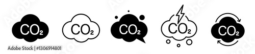 Reducing CO2 emissions vector set icon