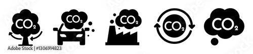 Reducing CO2 emissions vector set icon