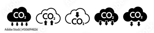 Reducing CO2 emissions vector set icon