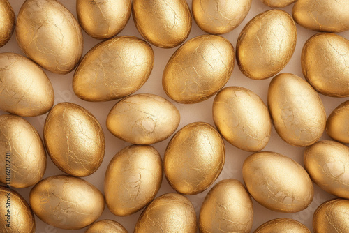 golden easter eggs pattern, hyper realistic 