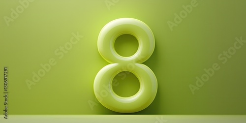 Number 8 on 3d minimalistic Lime background for 8 march international womens day