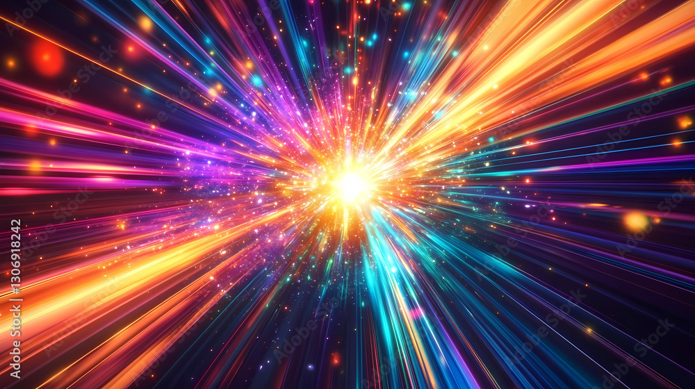 Naklejka premium Colorful Light Explosion with Radiating Core