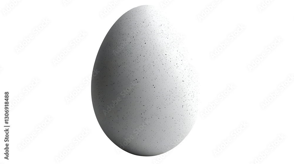White Egg Rotates Slowly, Isolated on White Background White Egg Rotates Slowly, Isolated on White Background