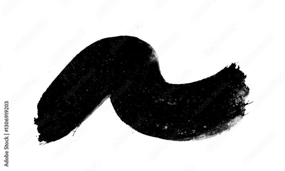 Bold ink brush stroke with rough edges and a compact expressive shape Bold ink brush stroke with rough edges and a compact expressive shape