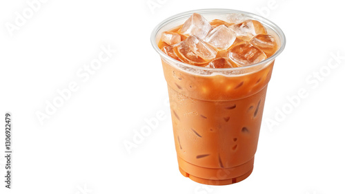 Obraz na płótnie One glass of Thai tea with ice isolated. w salonie