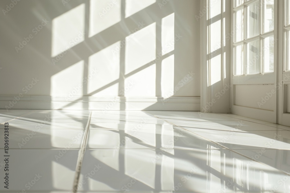 Obraz premium Bright sunlit white tiles