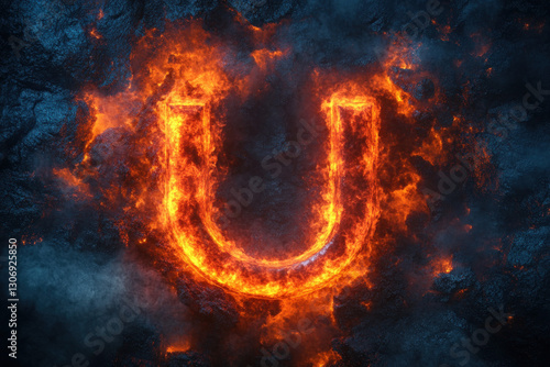 A glowing hot metal letter ...