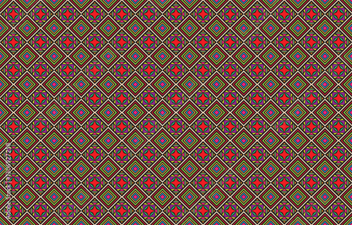 Ikat geometric folklore ornament with diamonds. Tribal ethnic vector texture. Seamless striped pattern in Aztec style. Folk embroidery. Indian, Scandinavian, Gypsy, Mexican, African rug.
