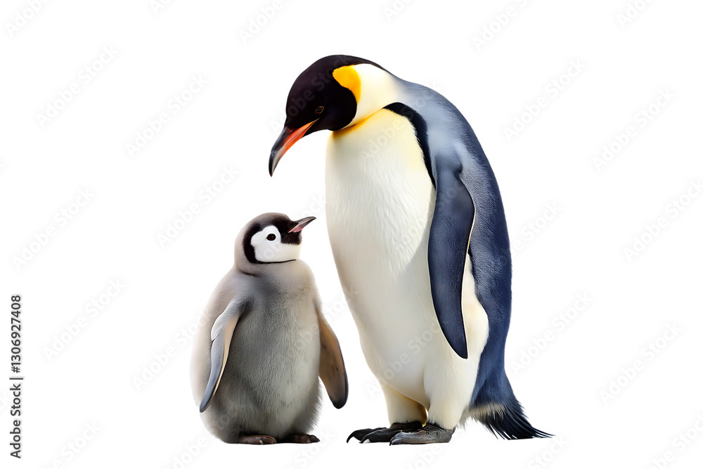 Fototapeta premium emperor penguin with chick isolated on transparent background