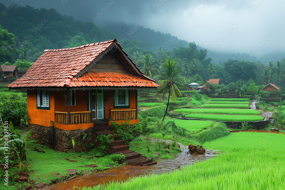 A lush scene of a spice plantation in Goa, highlighting the region's rich agriculture. A lush scene of a spice plantation in Goa, highlighting the region's rich agriculture.