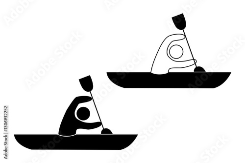 Kayaker Paddling Icons